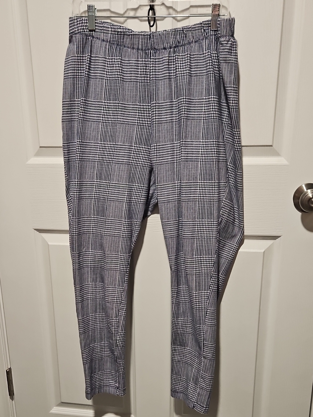 Jessica London Blue and White Glen Plaid Stretch Pants